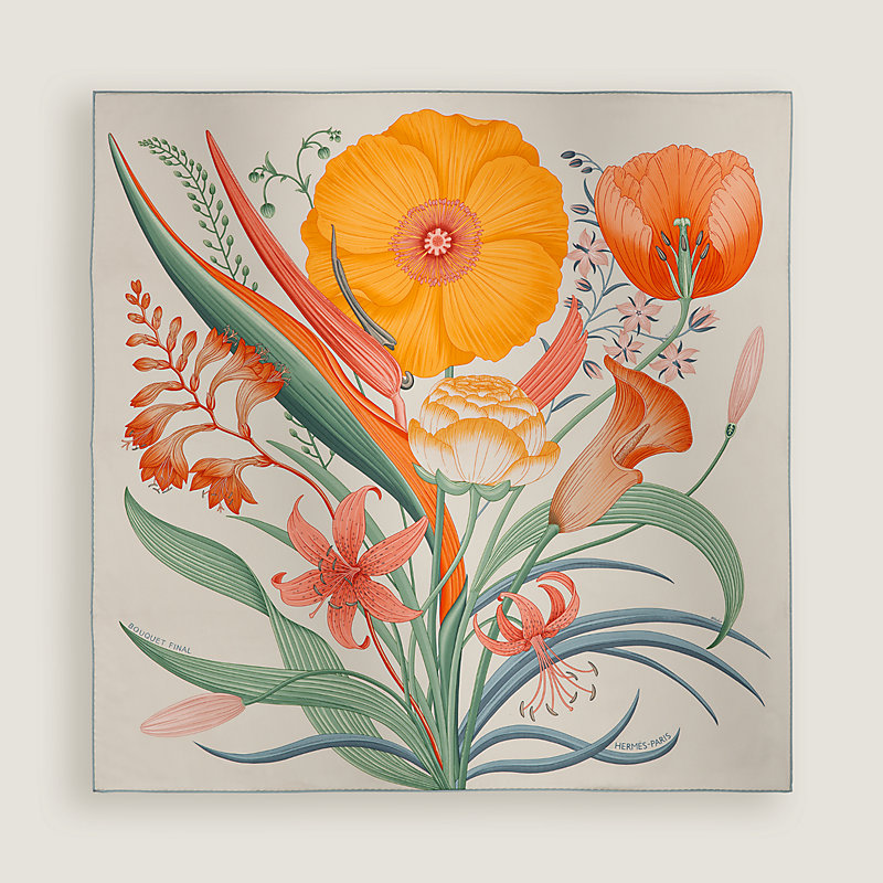 HERMES エルメス　カレ90 140宇宙Geometrie KOSMIMA HERMES scarf Carre 90 KOSMIMA Universe silk Brown Women